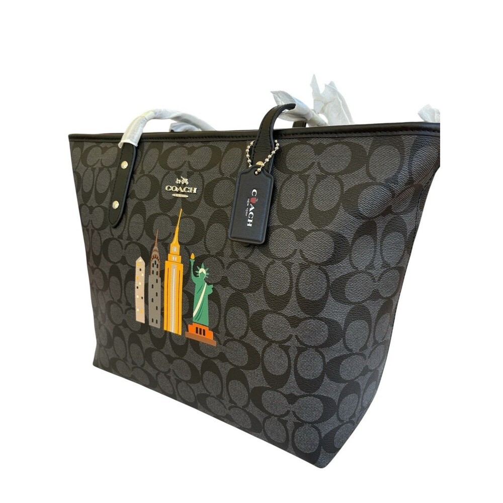 NWT Coach New York Skyline Monogram Zip Top Signature Tote Bag $325 MSRP COA